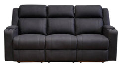 Academy Fabric 3 Seater sofa with Console Black W203 x D95 x H103 Cm