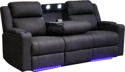 Academy Fabric 3 Seater sofa with Console Black W203 x D95 x H103 Cm