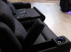 Academy Fabric 3 Seater sofa with Console Black W203 x D95 x H103 Cm