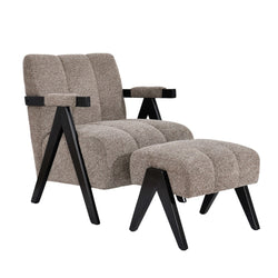 Atlas Fabric Accent Chair with Stool – Fawn