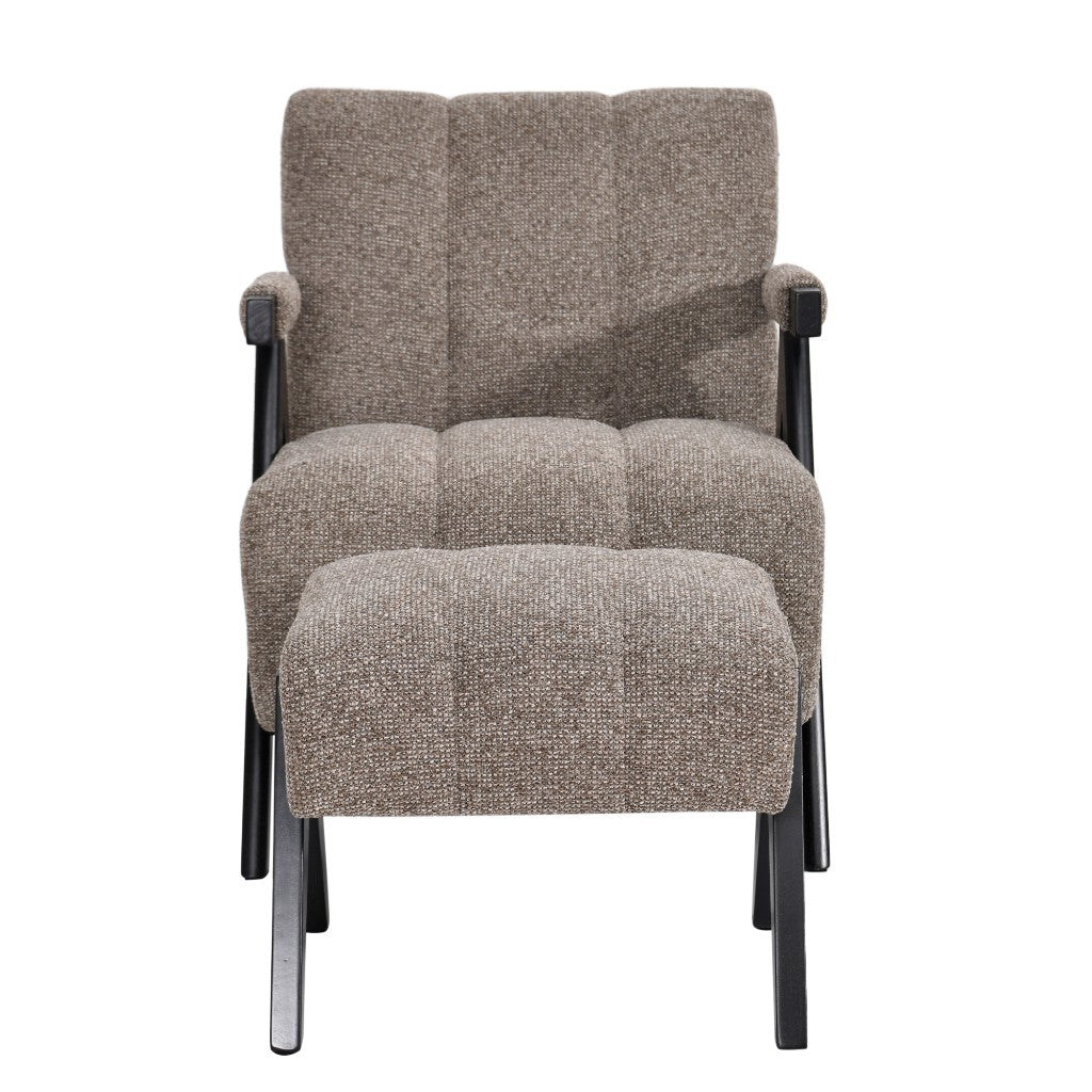 Atlas Fabric Accent Chair with Stool – Fawn