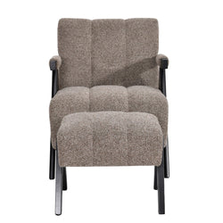 Atlas Fabric Accent Chair with Stool – Fawn