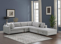 Cameo Fabric 5-Seater Modular Lounge with Storage Ottoman – Grey (4-Piece Set)