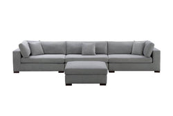 Cameo Fabric 5-Seater Modular Lounge with Storage Ottoman – Grey (4-Piece Set)