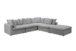 Carolina Fabric Corner Lounge with Ottoman – Silver