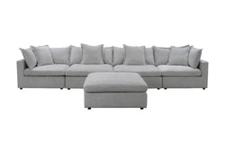 Carolina Fabric Corner Lounge with Ottoman – Silver