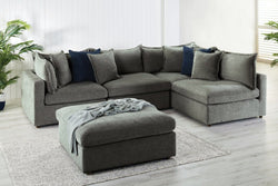 Carolina Fabric Corner Lounge with Ottoman – Pewter