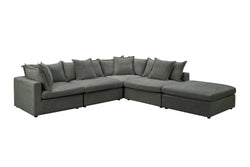 Carolina Fabric Corner Lounge with Ottoman – Pewter