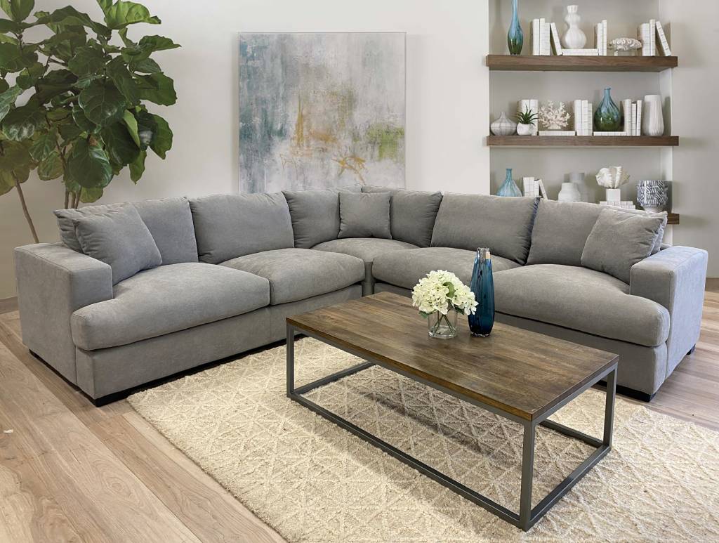 Hastings Corner Modular Lounge with Feather Seats – Grey