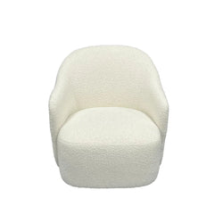 Ibiza Boucle Fabric Swivel Armchair White 73x82x78cm