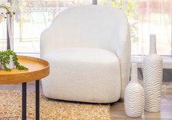 Ibiza Boucle Fabric Swivel Armchair White 73x82x78cm