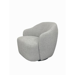 Ibiza Boucle Fabric Swivel Armchair Light Grey 73x82x78cm