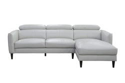 Madison Leather 2 Seater Sofa With Rhf Chase-Silver W248 x D107/181 x H77/97 Cm