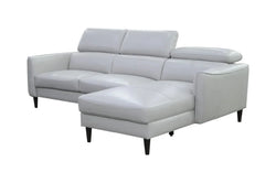 Madison Leather 2 Seater Sofa With Rhf Chase-Silver W248 x D107/181 x H77/97 Cm