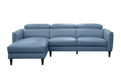 Madison Leather 2 Seater Sofa With Lhf Chase-Blue W248 x D107/181 x H77/97 Cm