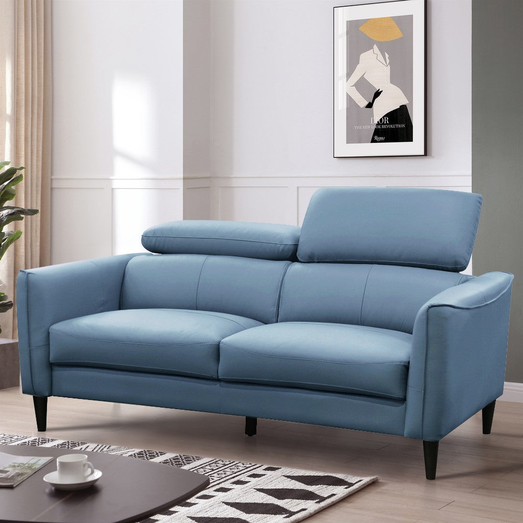 Madison Leather 2 Seater Sofa -Blue W174 x D107 x H77/97 Cm