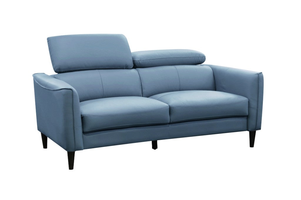 Madison Leather 2 Seater Sofa -Blue W174 x D107 x H77/97 Cm