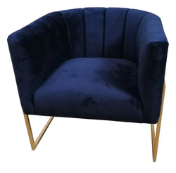 FC Armchair Fabric Blue with Gold Legs 74x75.5x72.5 Cm