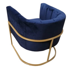 FC Armchair Fabric Blue with Gold Legs 74x75.5x72.5 Cm