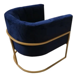 FC Armchair Fabric Blue with Gold Legs 74x75.5x72.5 Cm