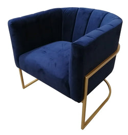 FC Armchair Fabric Blue with Gold Legs 74x75.5x72.5 Cm