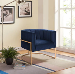 FC Armchair Fabric Blue with Gold Legs 74x75.5x72.5 Cm
