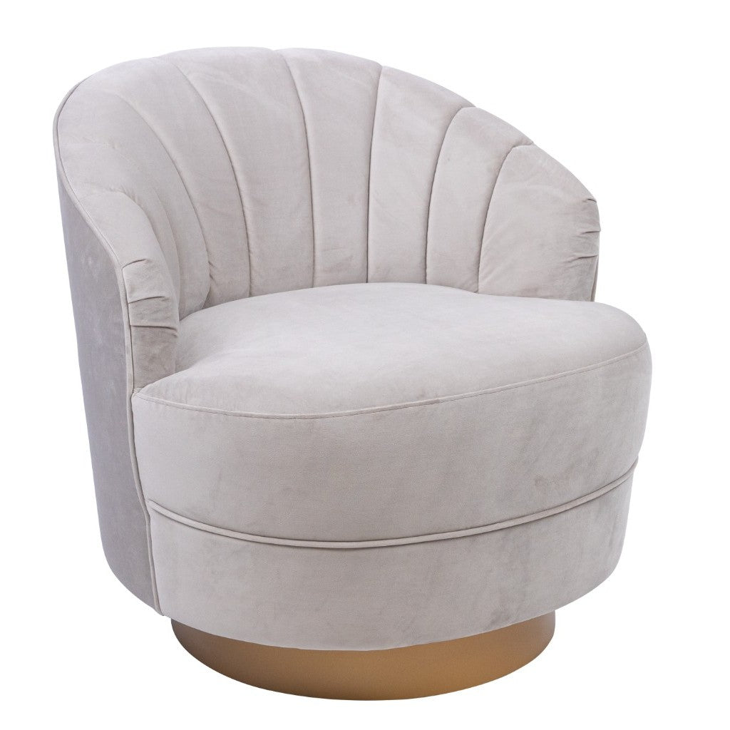 FC Swivel Armchair Fabric Pearl with Gold Base 79x76x76.5cm