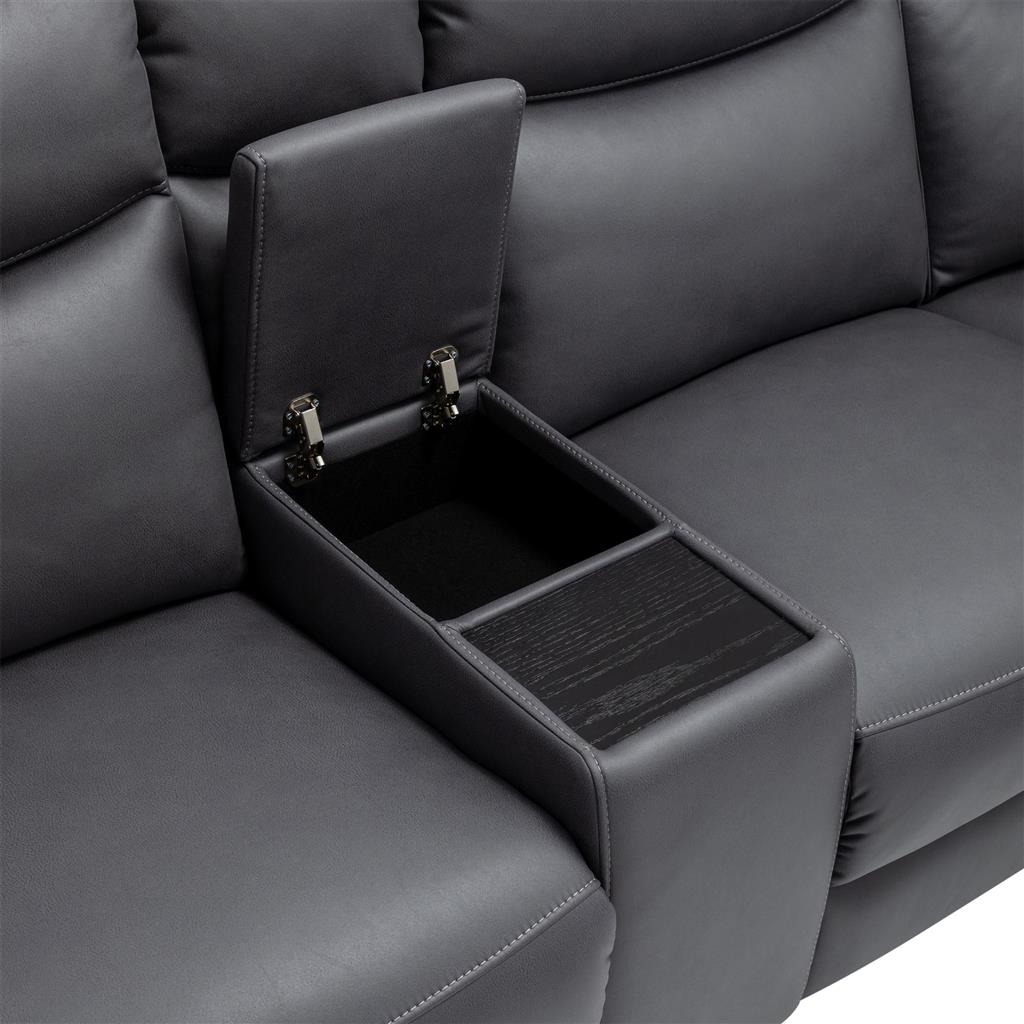 William 6 Piece Corner Modular Lounge with 2 Manual Recliners – Licorice