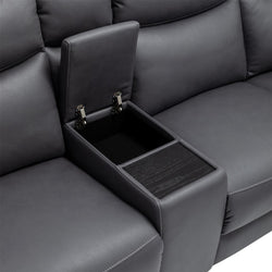 William 6 Piece Corner Modular Lounge with 2 Manual Recliners – Licorice
