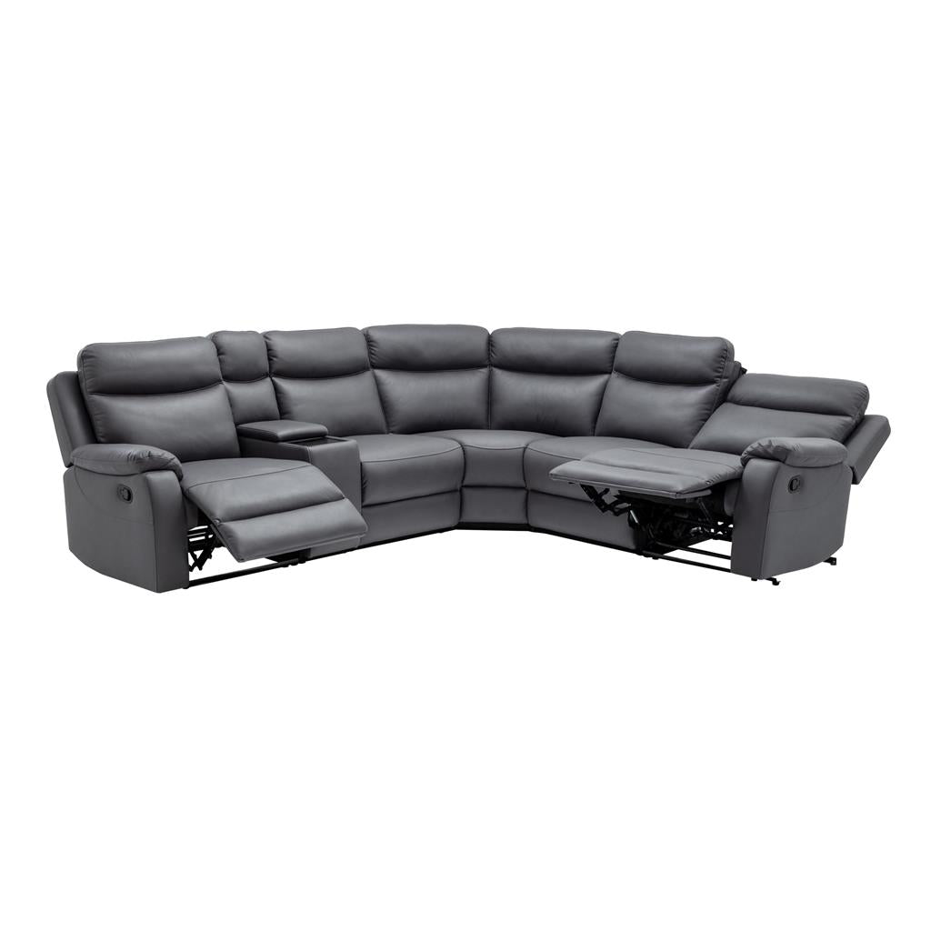 William 6 Piece Corner Modular Lounge with 2 Manual Recliners – Licorice