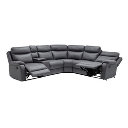 William 6 Piece Corner Modular Lounge with 2 Manual Recliners – Licorice