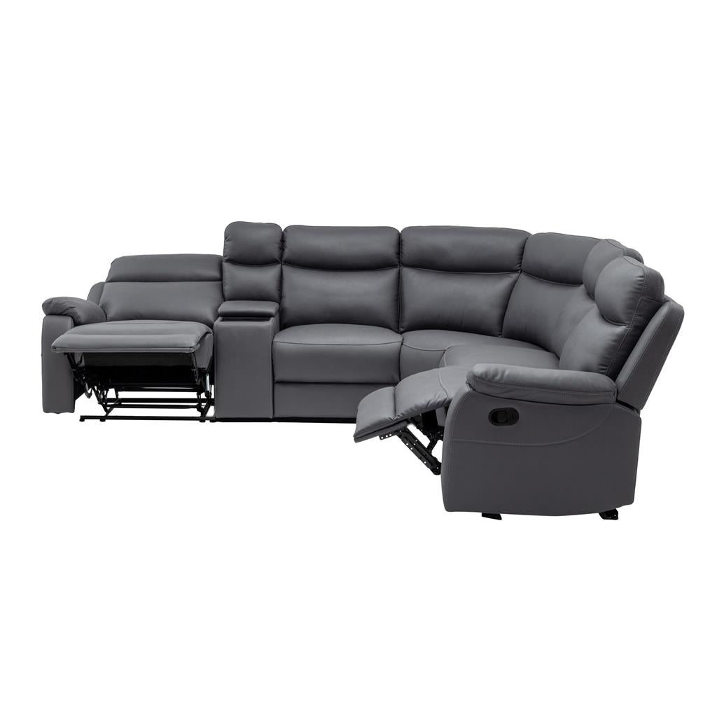 William 6 Piece Corner Modular Lounge with 2 Manual Recliners – Licorice