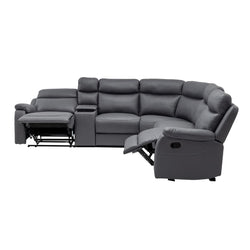 William 6 Piece Corner Modular Lounge with 2 Manual Recliners – Licorice