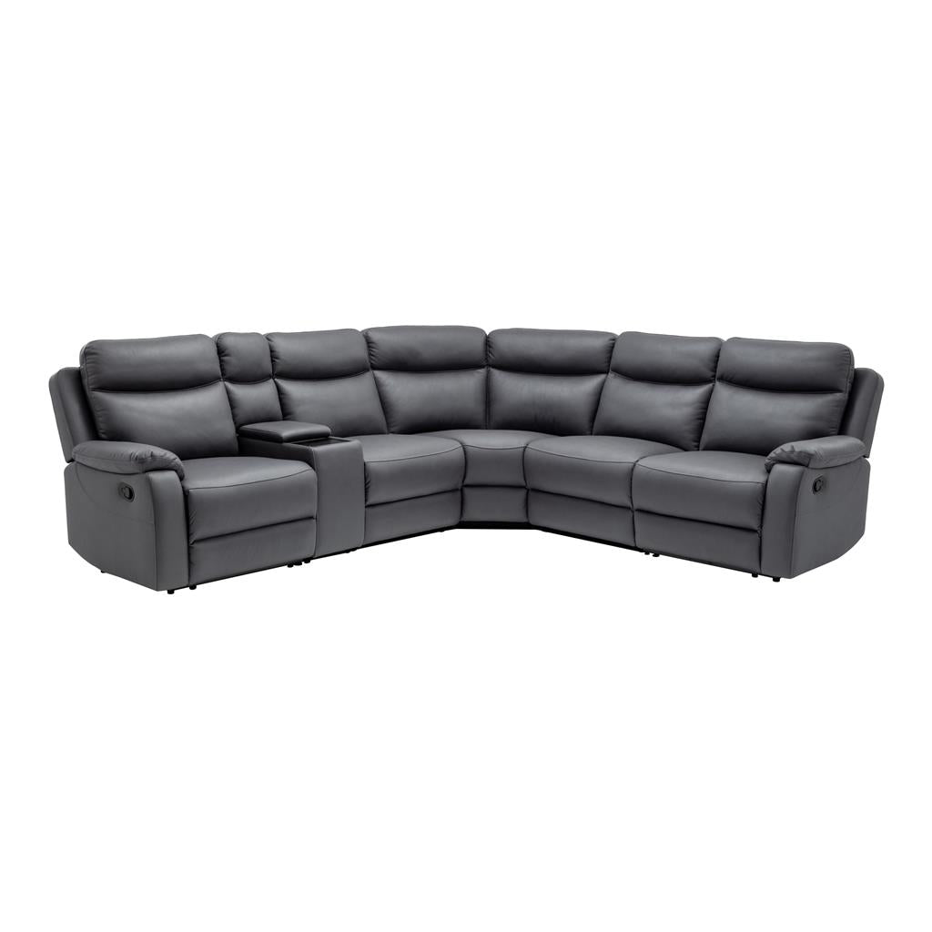 William 6 Piece Corner Modular Lounge with 2 Manual Recliners – Licorice