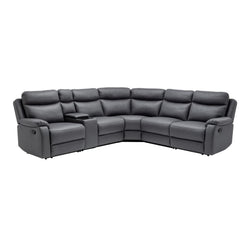 William 6 Piece Corner Modular Lounge with 2 Manual Recliners – Licorice