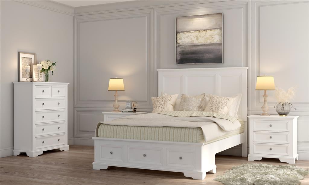 Sallan 4 Piece Queen Bedroom Suite with Dresser and Mirror – White