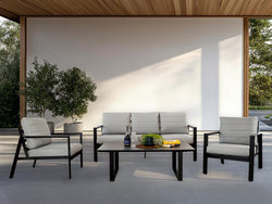 Reed 4 Piece Outdoor Lounge Set – Charcoal