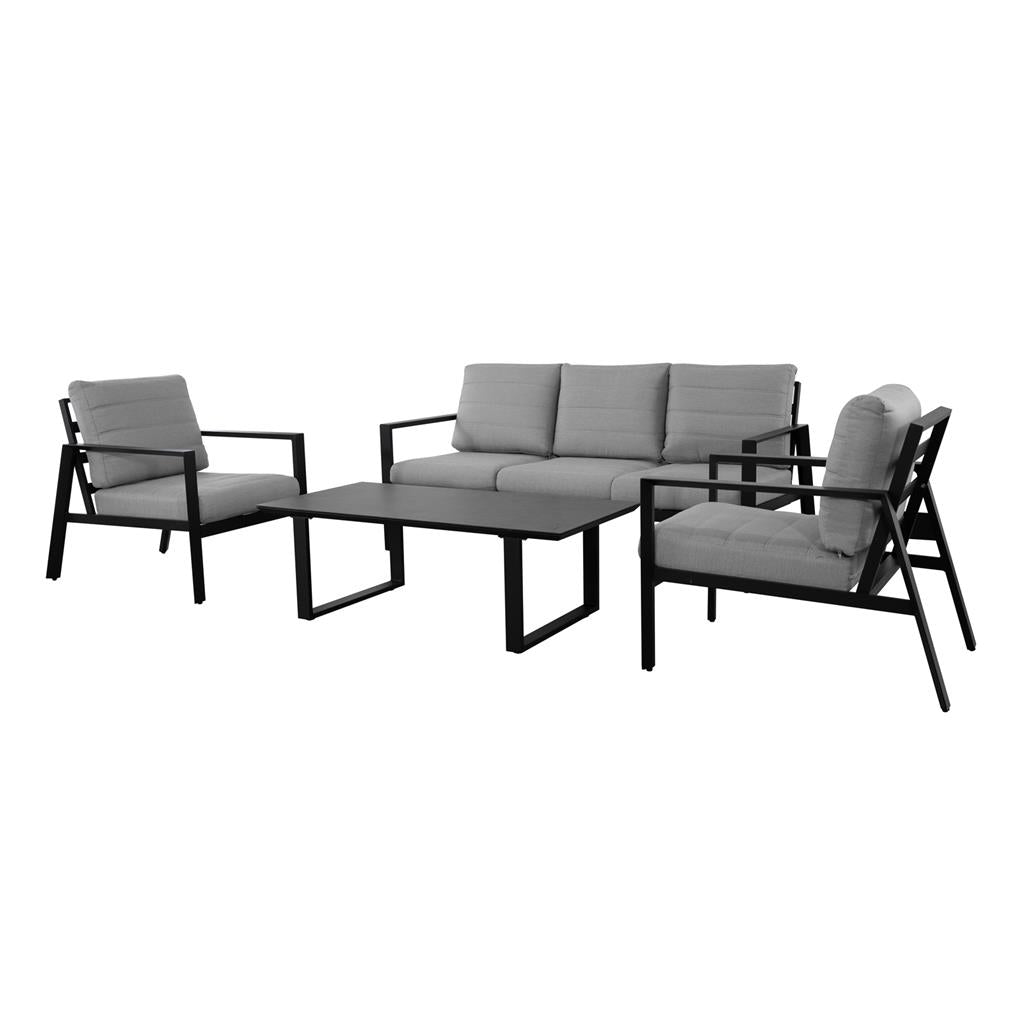 Reed 4 Piece Outdoor Lounge Set – Charcoal