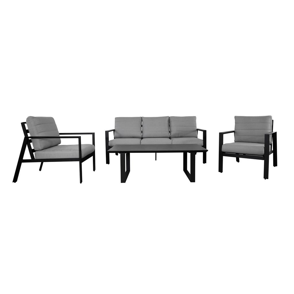 Reed 4 Piece Outdoor Lounge Set – Charcoal