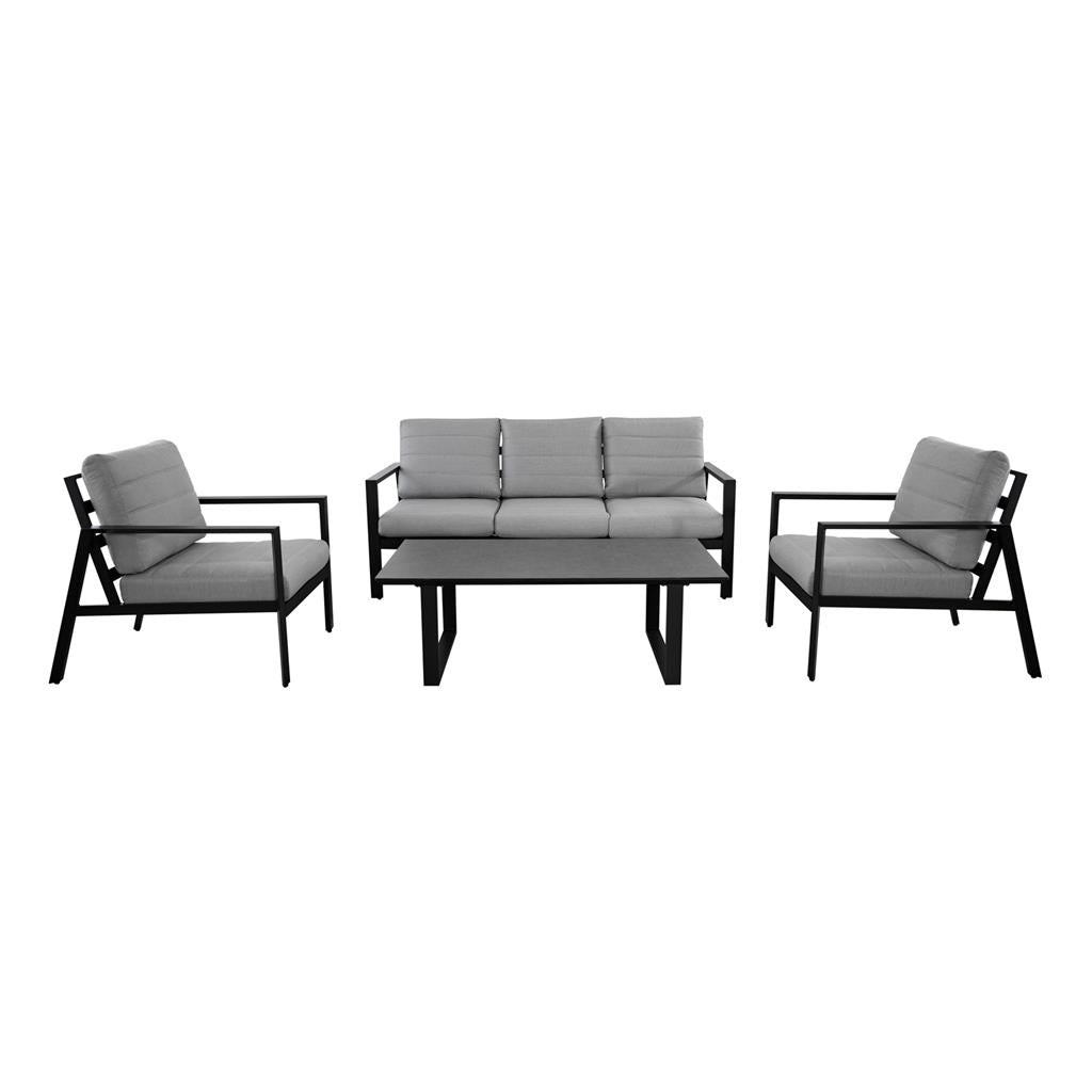 Reed 4 Piece Outdoor Lounge Set – Charcoal