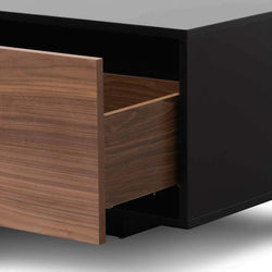 Wagon 2.3m Wooden Entertainment Unit - Black with Walnut Drawers - Furniture Castle