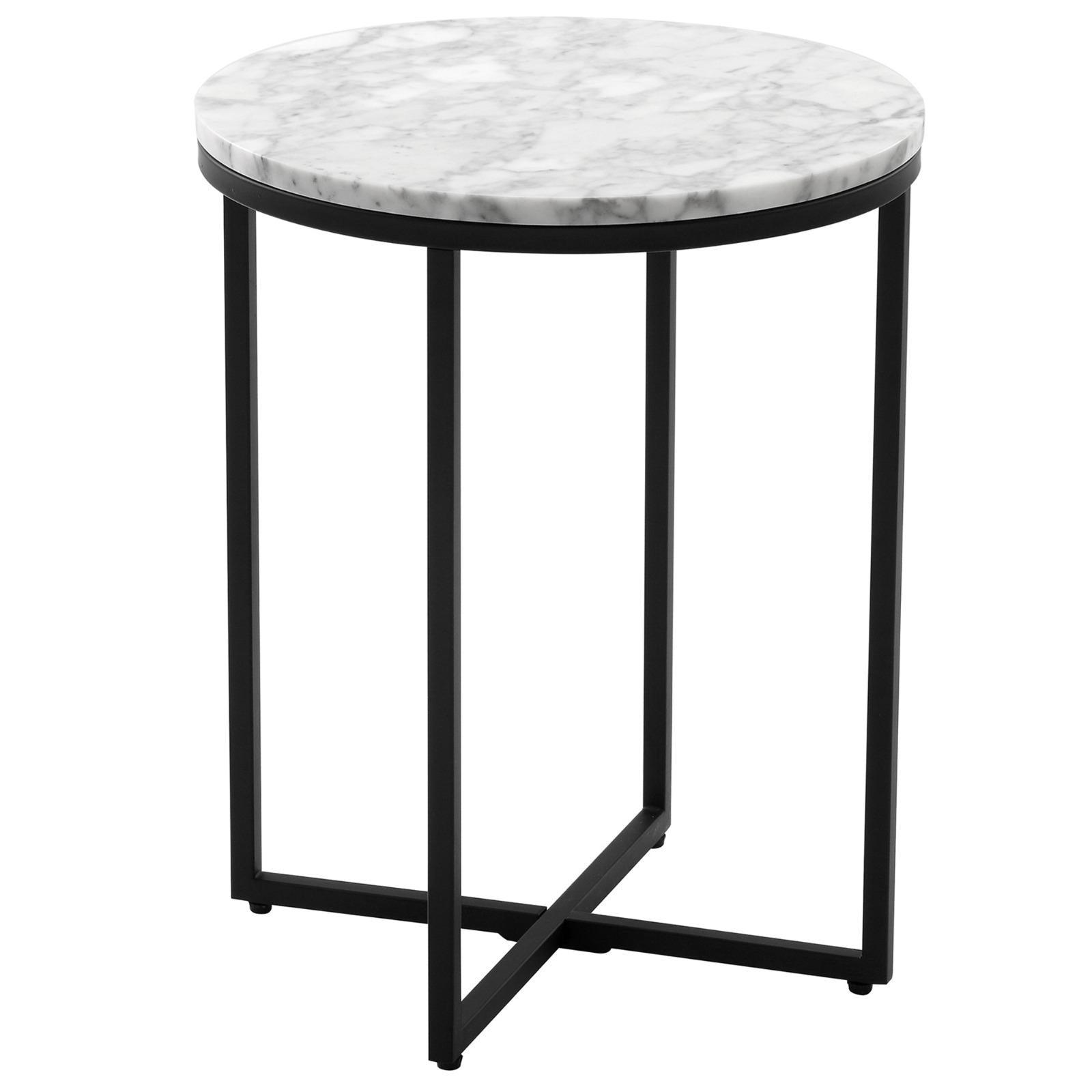 White Joss Round Italian Marble Side Table 50cm - Furniture Castle