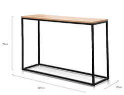 Woody 1.2m Console Table - Natural Top and Black Legs - Furniture Castle