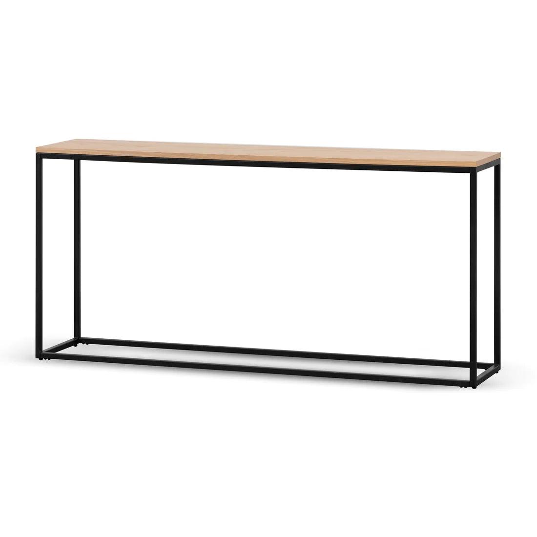 Woody 1.6m Console Table - Natural Top and Black Frame - Furniture Castle