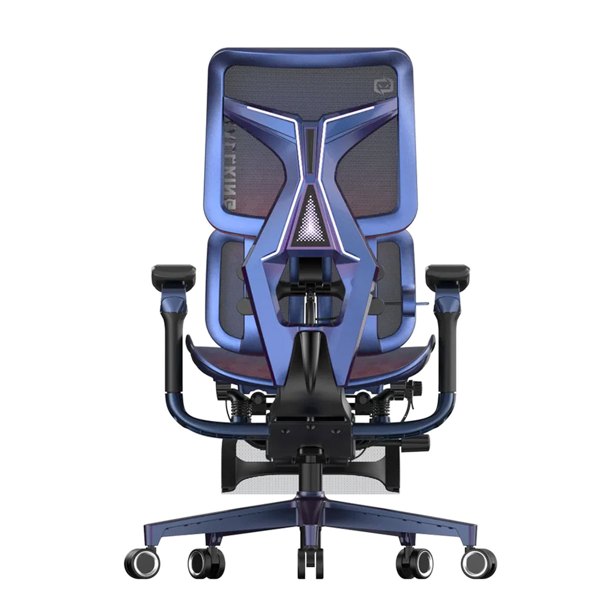 Back view of Xallking X5 Pro ergonomic gaming chair in Australia with dark purple frame design, mesh back, and adjustable support features