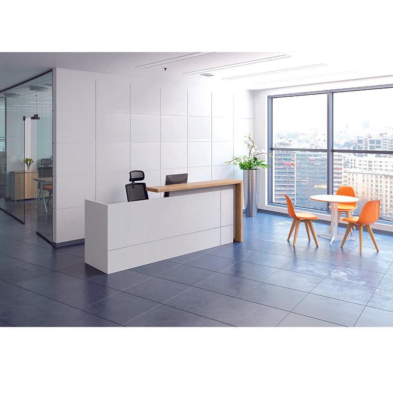 ZIVA Reception Desk 2.4M with Left Panel - White - Furniture Castle