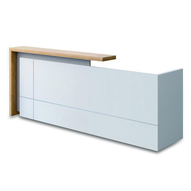 ZIVA Reception Desk 2.4M with Right Panel - White - Furniture Castle